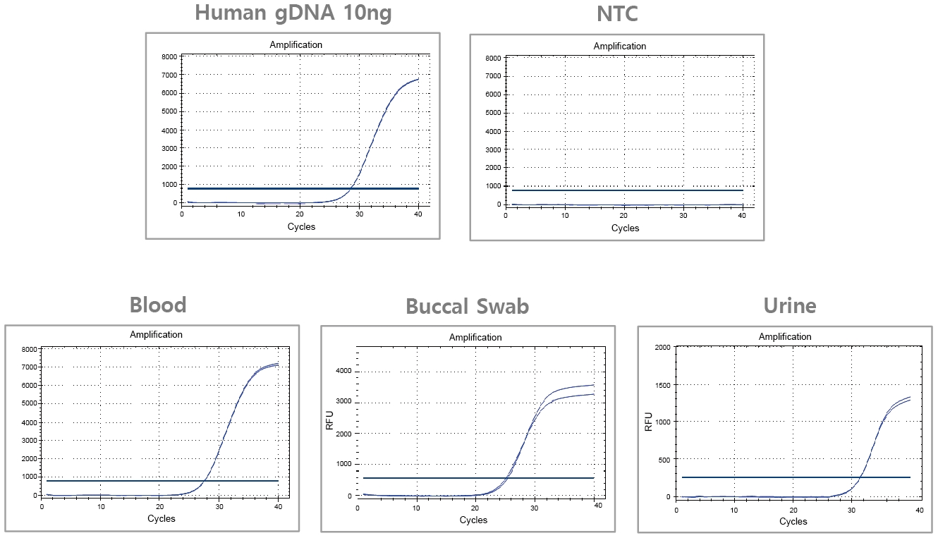 DQPR-P_Figure. Real-time PCR using RealHelix™ Direct qPCR Kit [Probe] from various human samples.